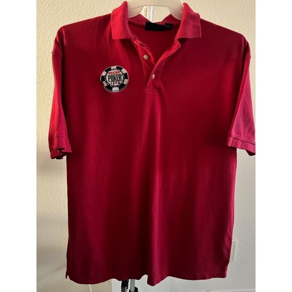 Mens world series poker polo shirt V button up tee red size XL - Picture 1 of 4